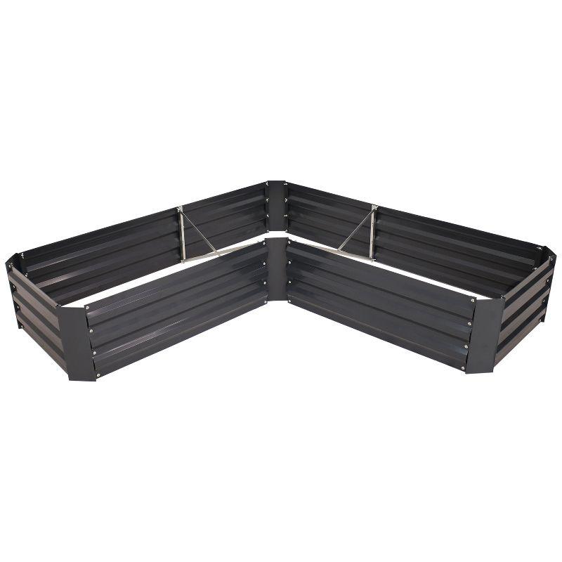 Sunnydaze Outdoor Galvanized Steel L-Shaped Raised Garden Bed for Plants, Vegetables, and Flowers - 59.5" - Dark Gray