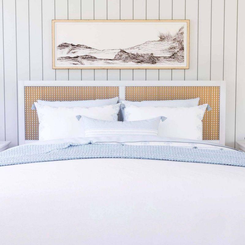 Serena Coastal White Wood & Cane King Headboard