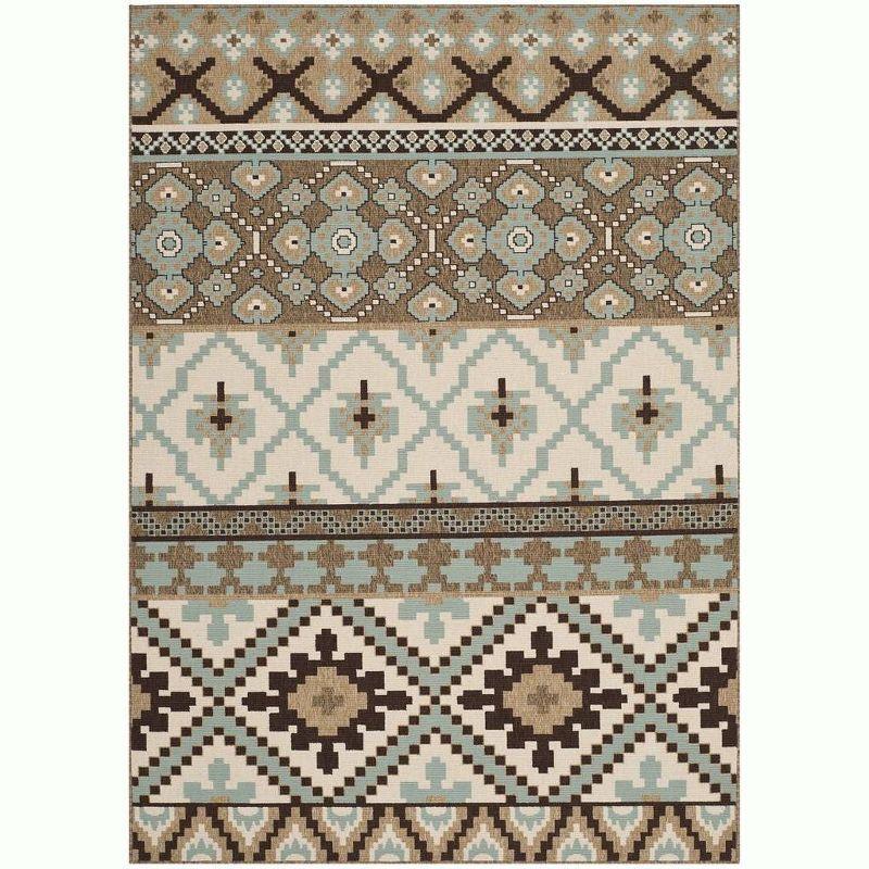 Veranda VER097 Power Loomed Indoor and Outdoor Area Rug - Creme/Brown - 5'3"x7'7" - Safavieh.