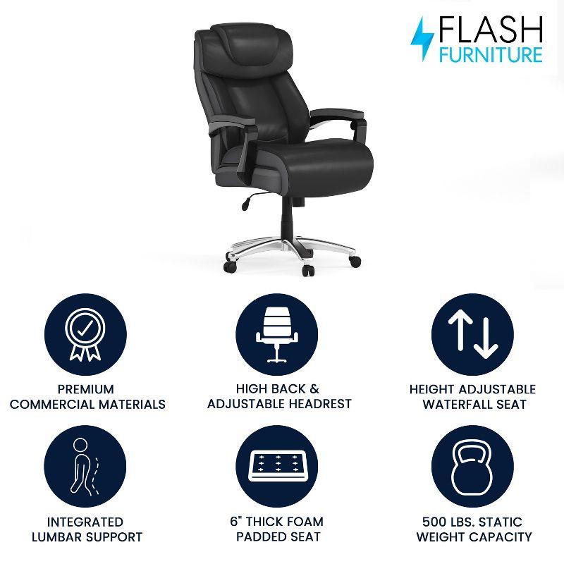 Flash Furniture Esmeralda Big & Tall LeatherSoft Ergonomic Office Chair with Headrest and Armrests by Flash Furniture