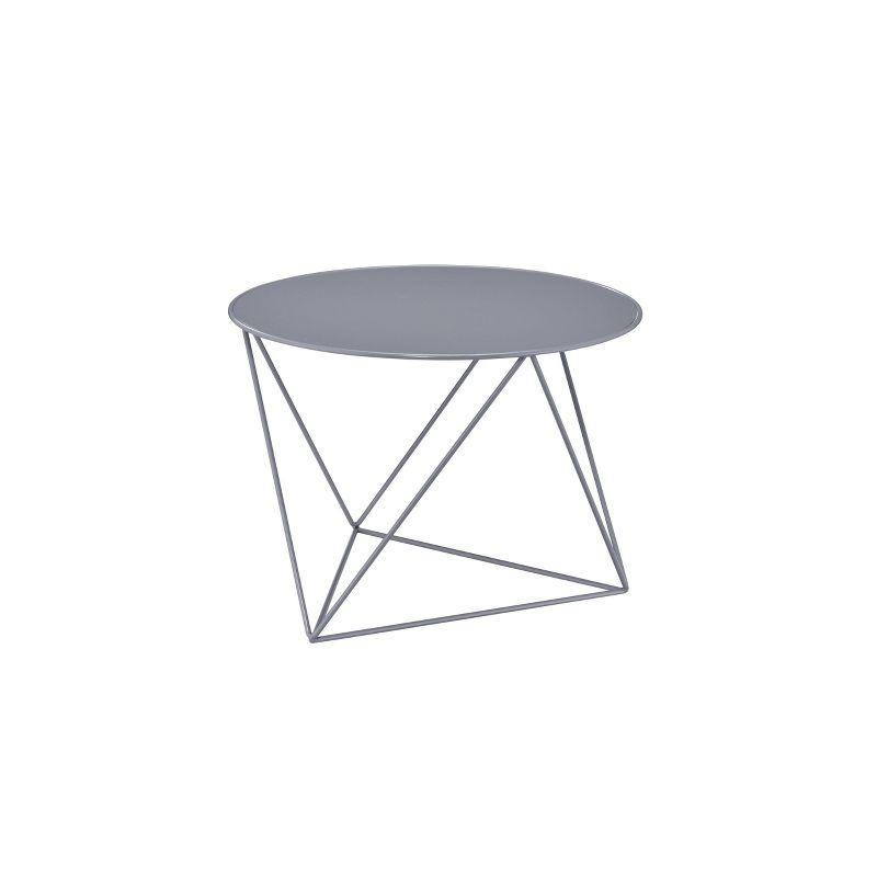Epidia Accent Table Gray - Acme Furniture: Modern Round Metal Base, 17" Height, Powder-Coated Finish