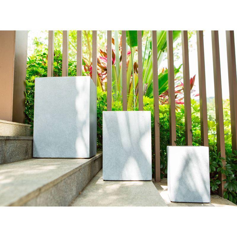 Set of 3 Kante Lightweight Modern Square Outdoor Planters Slate Gray - Rosemead Home & Garden, Inc.