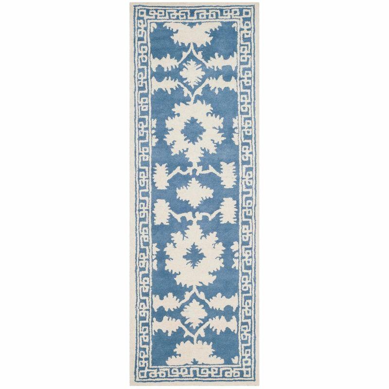 Bella Blue and Ivory Hand-Tufted Wool Runner Rug