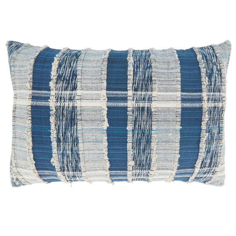 Blue and White Striped Cotton Pillow Cover