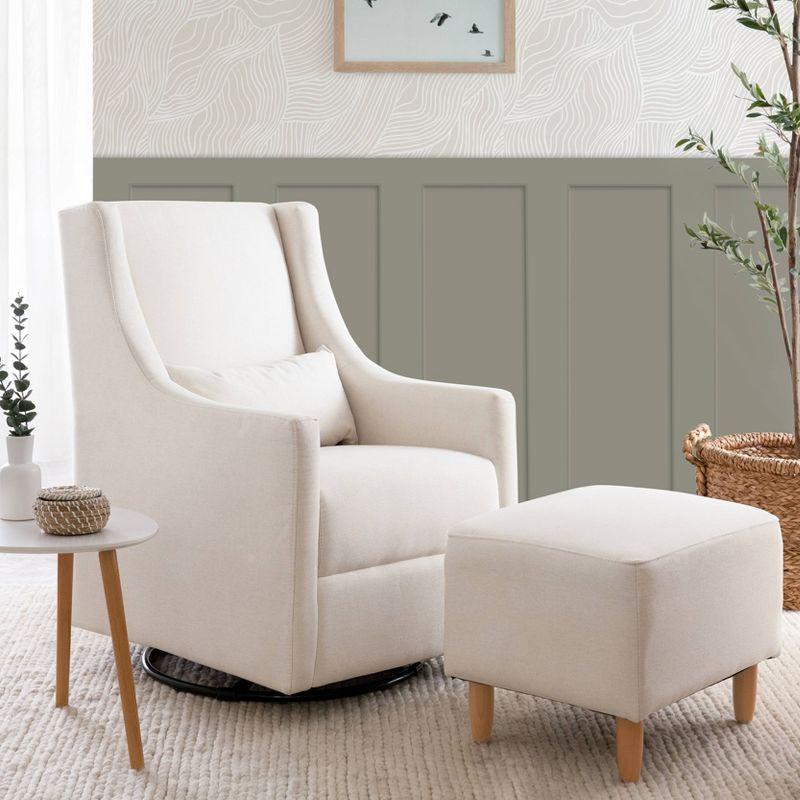 Toco Performance Cream Eco-Weave Swivel Glider with Ottoman