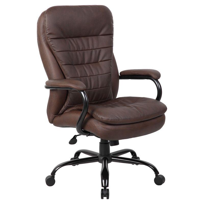 Bomber Brown LeatherPlus Executive Swivel Chair with Metal Arms