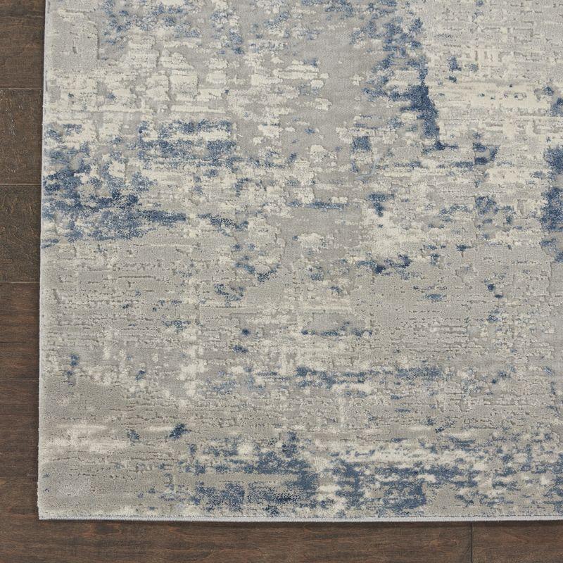 Modern Rustic Textures Ivory Blue Synthetic Area Rug 9'3" x 12'9"