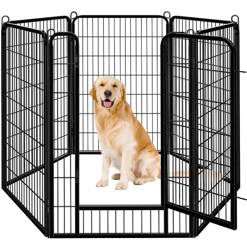 Yaheetech 6 Panels 47.5" Dog Playpen Panels Iron Dog Cat Exercise Barrier, Black