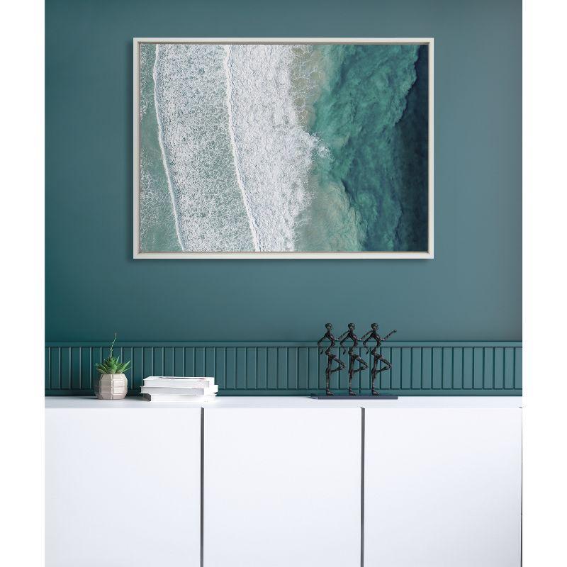 28" x 38" Sylvie Ocean Waves by The Bay Framed Canvas by Creative Bunch - Kate & Laurel All Things Decor