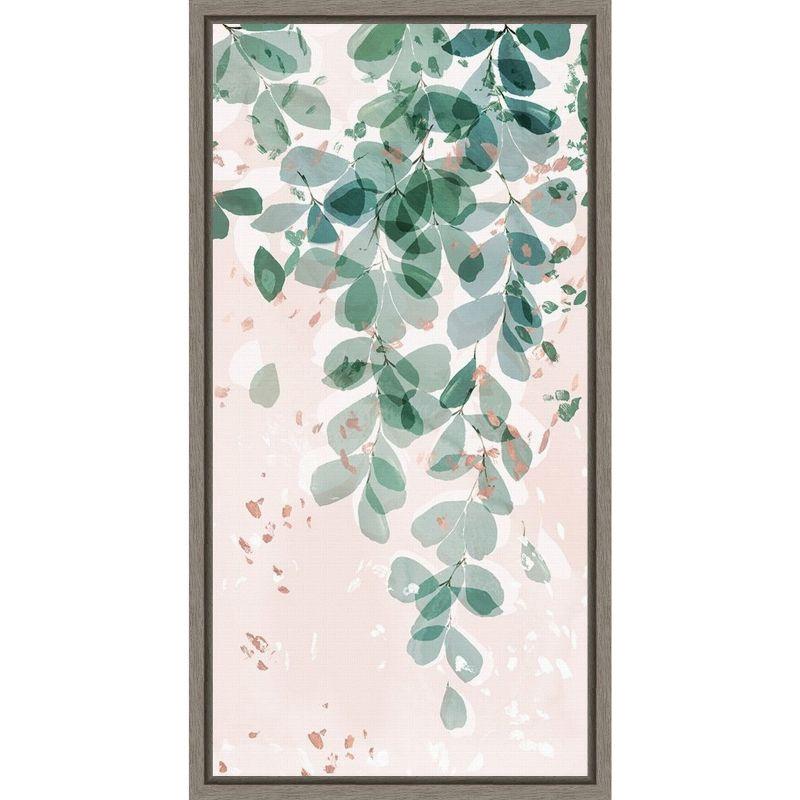 Green and Pink Abstract Leaf Canvas Wall Art