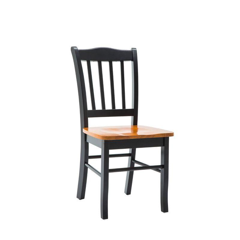 Set of 2 Shaker Wood Dining Chairs Black/Oak - Boraam: Rubberwood, Farmhouse Style, 300lbs Capacity