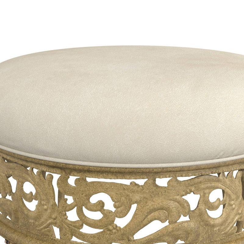 18.5" Villa III Upholstered Backless Metal Vanity Stool Beige - Hillsdale Furniture: Round Padded Seat, Makeup Bench