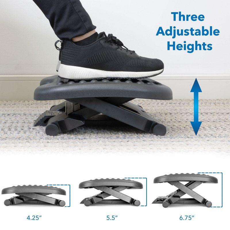 Ergonomic Adjustable Gray Plastic Under Desk Footrest