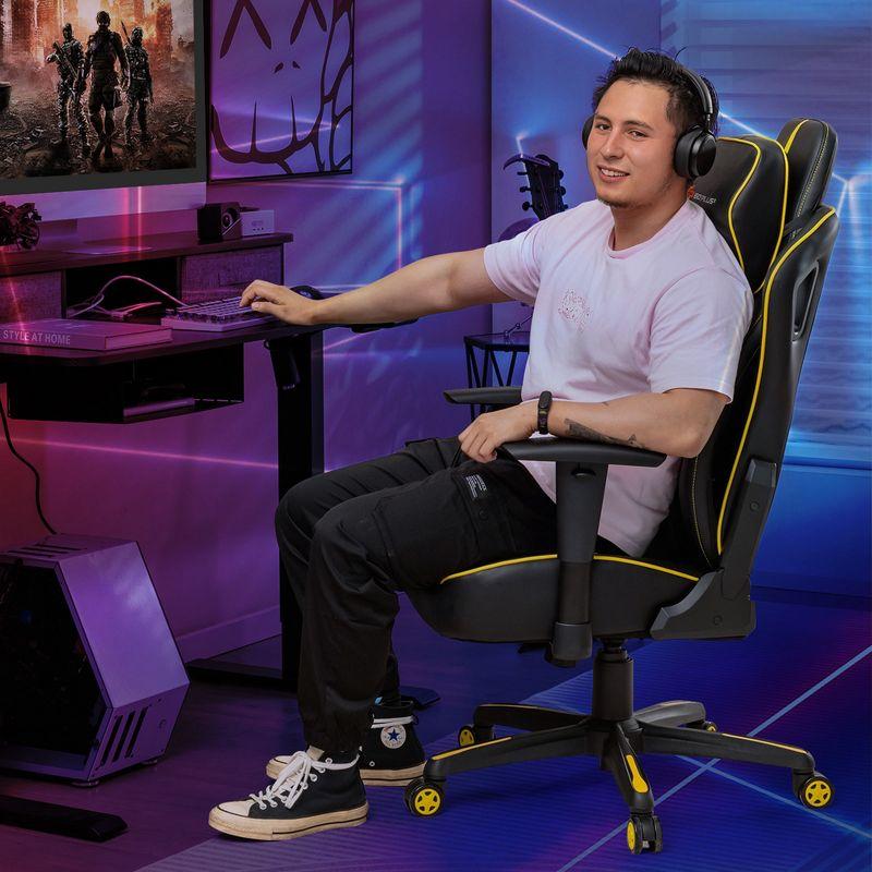 Costway Gaming Chair 360° Swivel Computer Reclining Height Adjustable 2D Armrest Yellow