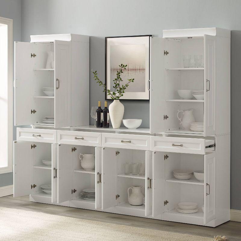 White 3-Piece Traditional Sideboard and Pantry Set with Adjustable Shelves