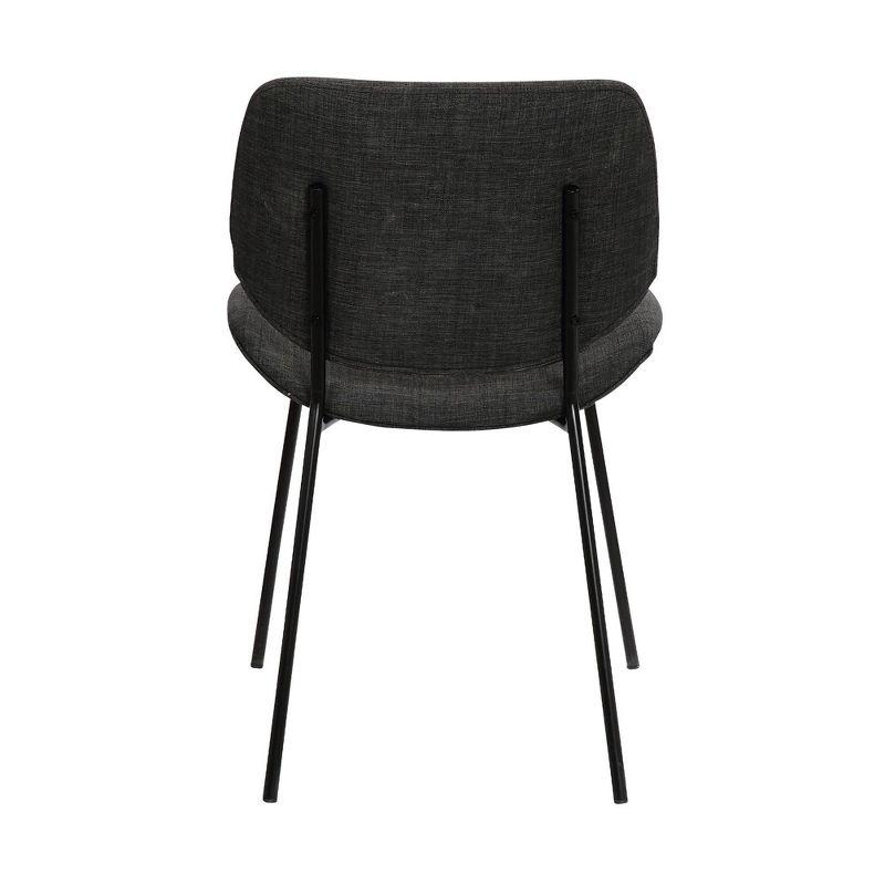 Contemporary Charcoal Faux Leather Side Chair with Black Metal Legs