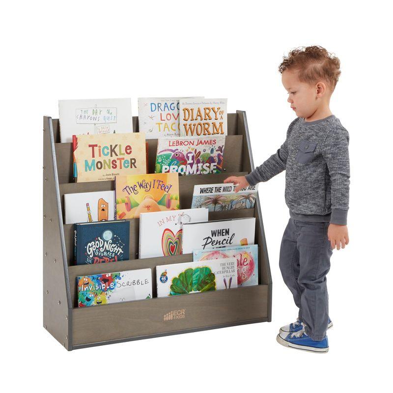 ECR4Kids Birch Streamline Book Display Stand, Kids Wooden Book Rack, Forward Facing Bookshelf