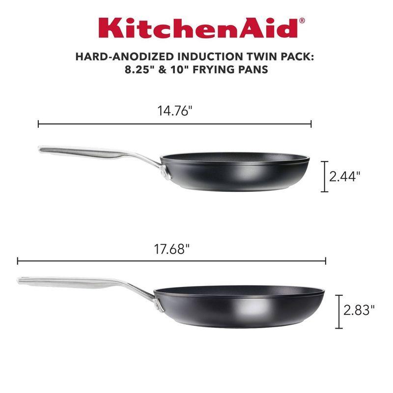 KitchenAid Hard Anodized Induction Nonstick Frying Pans / Skillet Set, 8.25 Inch and 10 Inch