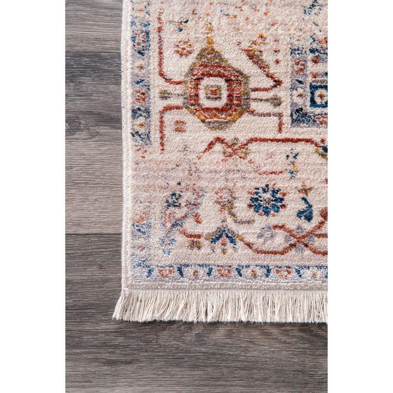 Ivory Medallion Elegance 4' x 6' Easy-Care Synthetic Area Rug