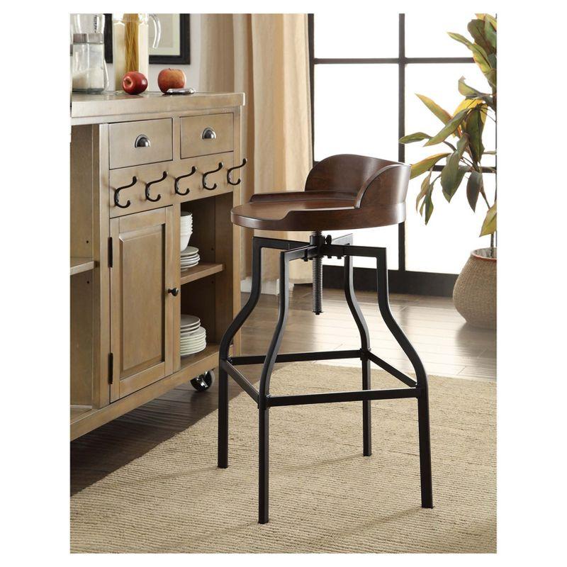 Chestnut Adjustable Backless Wood and Metal Bar Stool