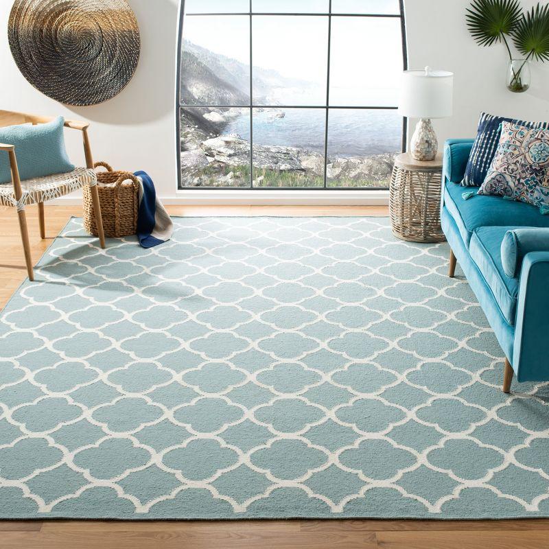 Dhurries DHU627 Hand Woven Area Rug - Blue/Ivory - 8'x10' - Safavieh.