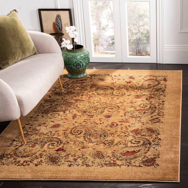 Beige and Multicolor Synthetic 4' x 6' Stain-Resistant Area Rug