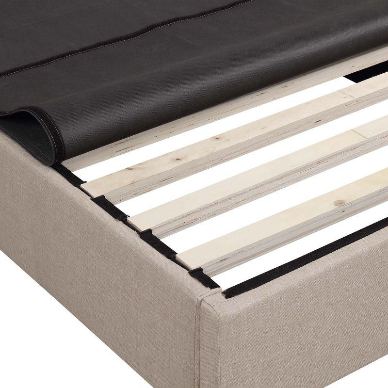 Picket House Furnishings Twin Abby Platform Bed Cream: Faux Leather Upholstery, No Box Spring Needed
