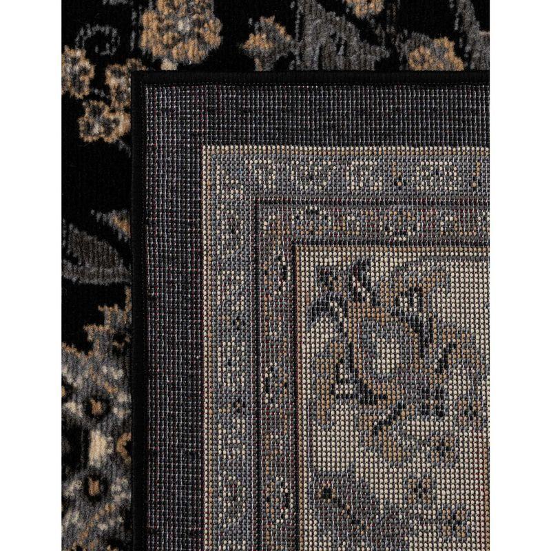 Black Rectangular Washable Synthetic Indoor Rug 5' x 8'