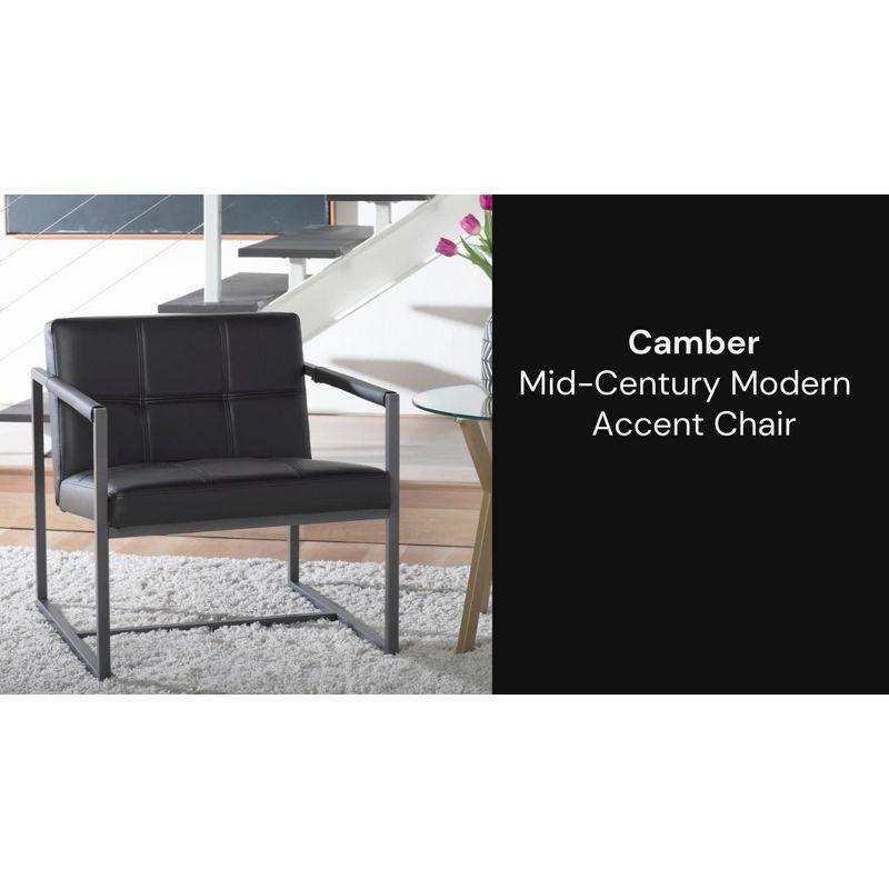 Camber Modern Black Leather Accent Chair with Metal Frame