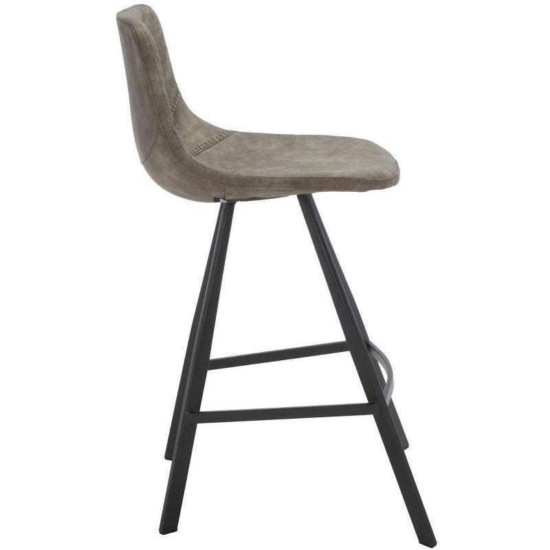 Ryanne Grey Vegan Leather and Black Metal Counter Stool