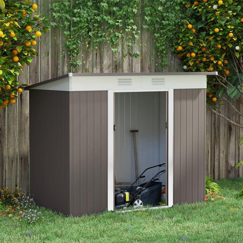 Gray 8 ft. x 4 ft. Galvanized Steel Storage Shed with Windows