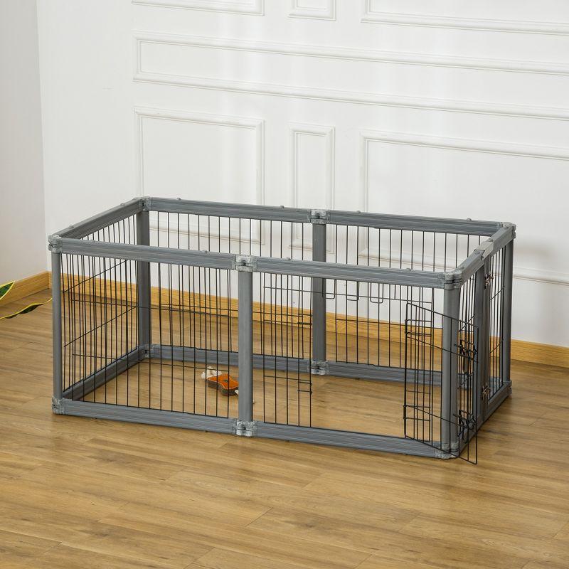 PawHut 24.5" Heavy Duty Pet Playpen, 6 Panels Dog Exercise Pen, Foldable Puppy Play Whelping Fence, with Door, Double Latches, Indoor & Outdoor