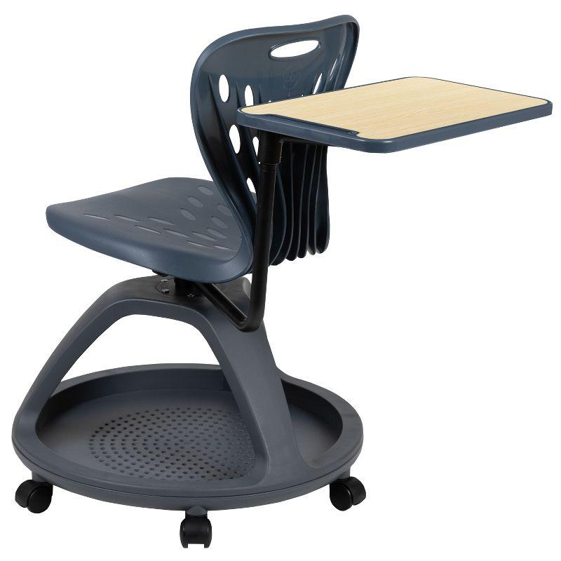 Flash Furniture Mobile Desk Chair with 360° Tablet Rotation and Storage Cubby