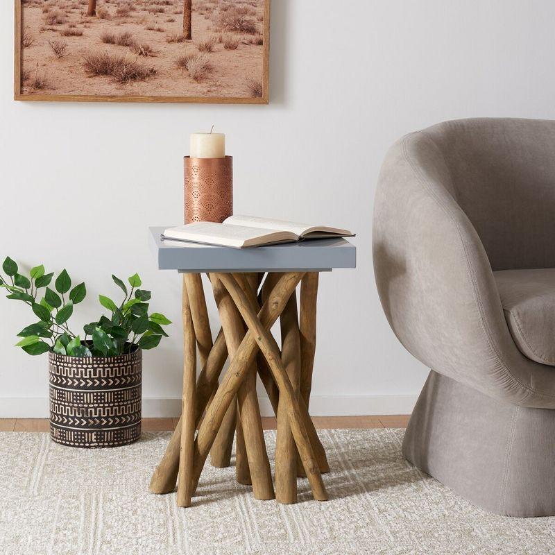 Hartwick Transitional Square Gray Teak Branch Side Table