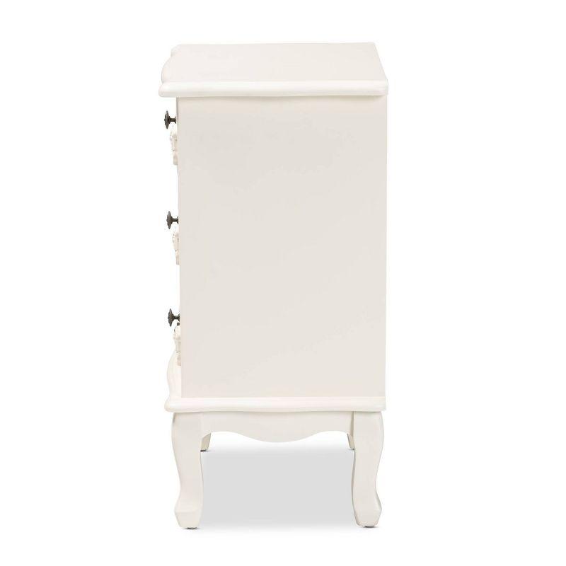 Callen Wood 3 Drawer Nightstand White - Baxton Studio