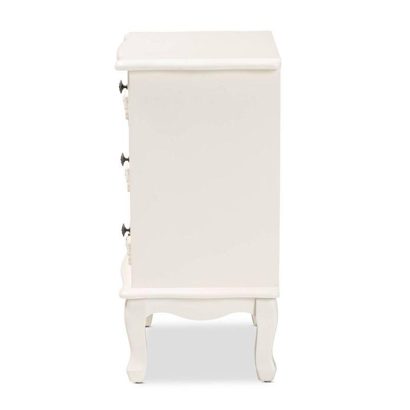 Callen Wood 3 Drawer Nightstand White - Baxton Studio