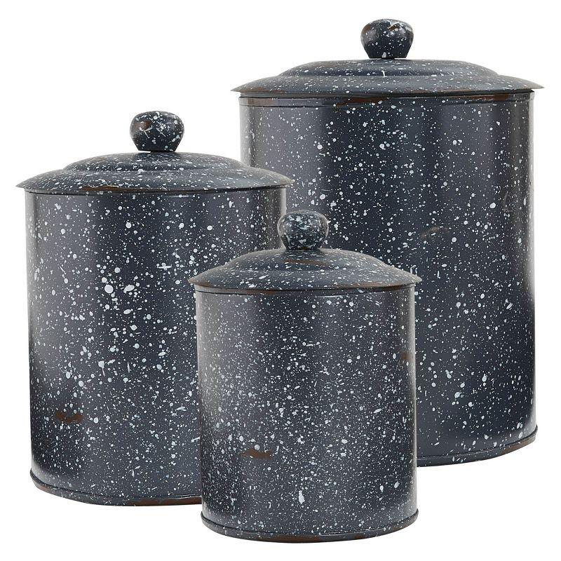 Granite Enamelware Black and White Canister Set