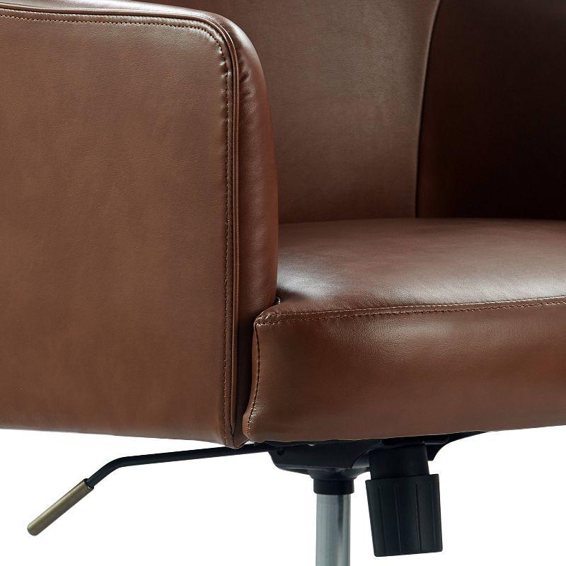 Modern Executive High-Back Swivel Office Chair in Cognac Brown Leather