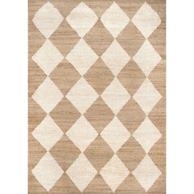 Nuloom Louie Diamond Checkerboard Jute Area Rug, 4' x 6', Natural
