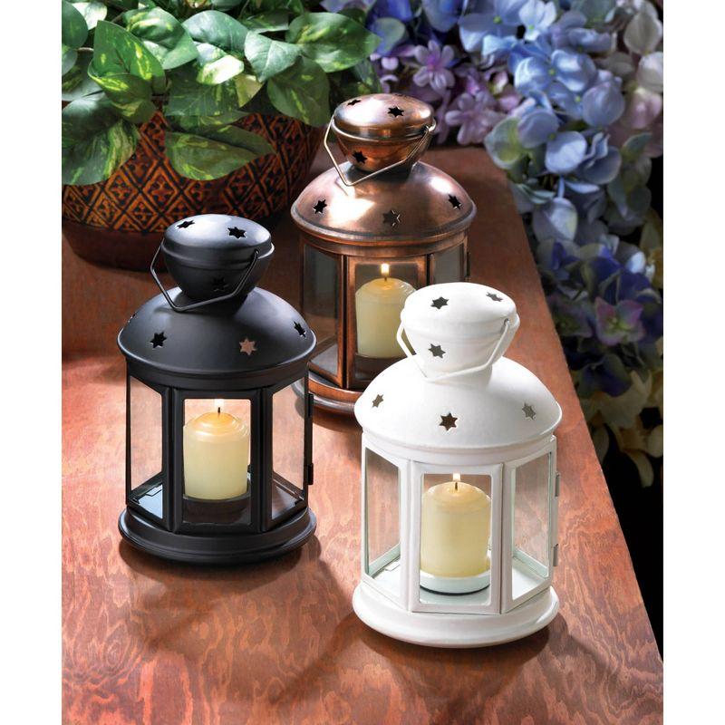 Elegant Colonial Black Iron & Glass Tabletop Candle Lantern