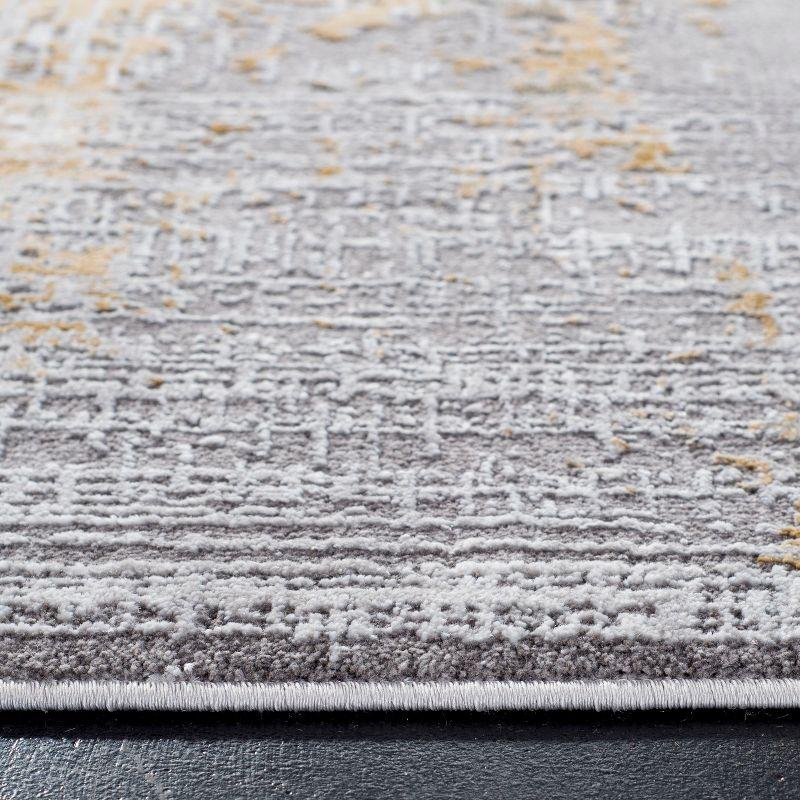 Reversible Abstract Grey-Beige Synthetic Area Rug 5'3" x 7'6"