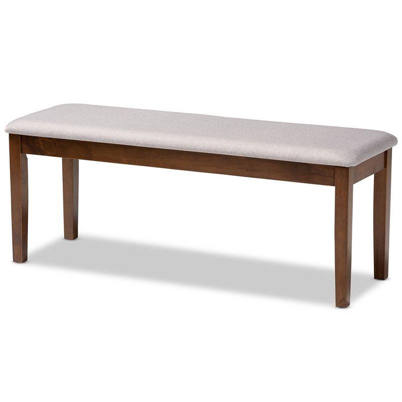 Teresa Gray Fabric and Walnut Wood Dining Bench