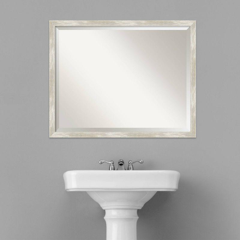 30" x 24" Crackled Narrow Framed Bathroom Vanity Wall Mirror Metallic - Amanti Art: Modern Rectangle, Beveled, Wall Mount