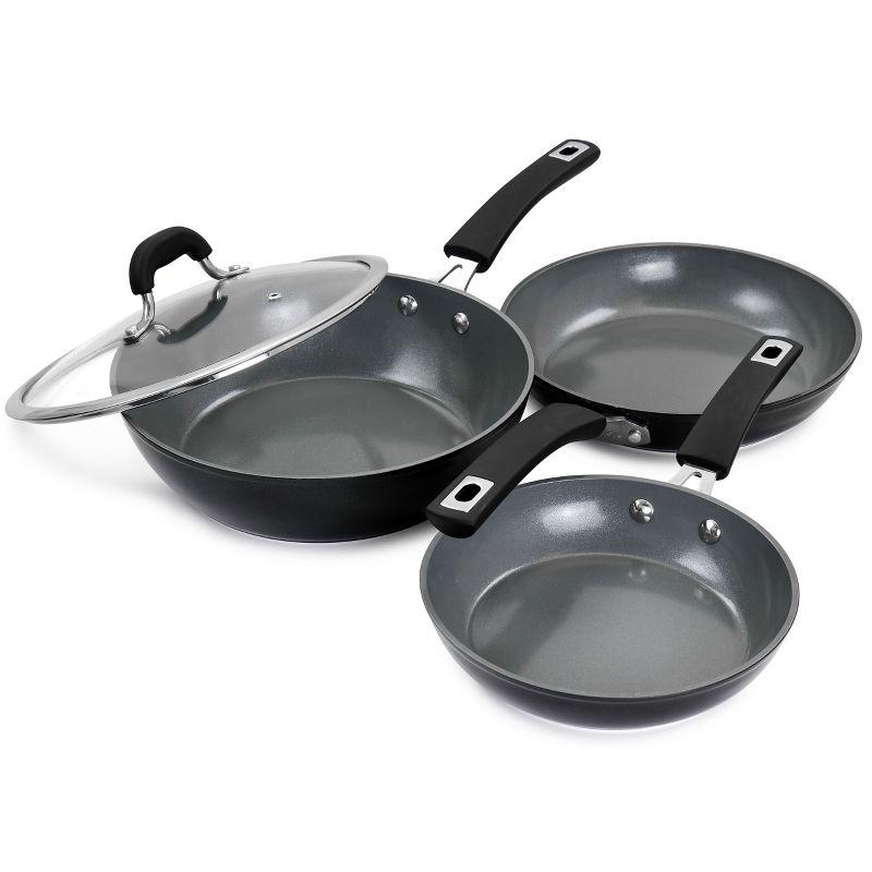 Kenmore 12 Piece Ceramic Coated Aluminum Cookware Set in Black