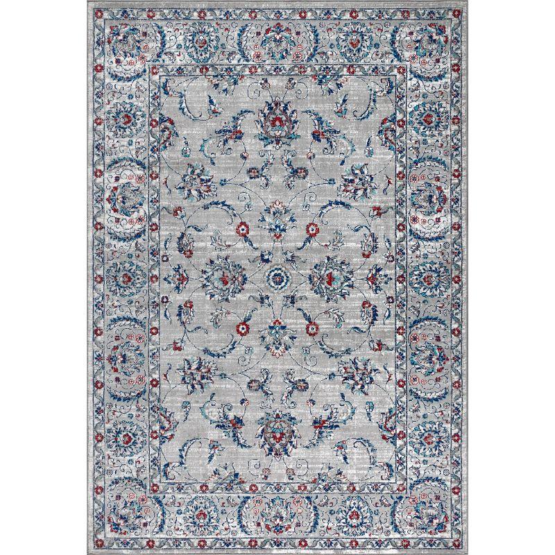 3'x5' Modern Persian Vintage Area Rug, Light Grey/Red - JONATHAN Y
