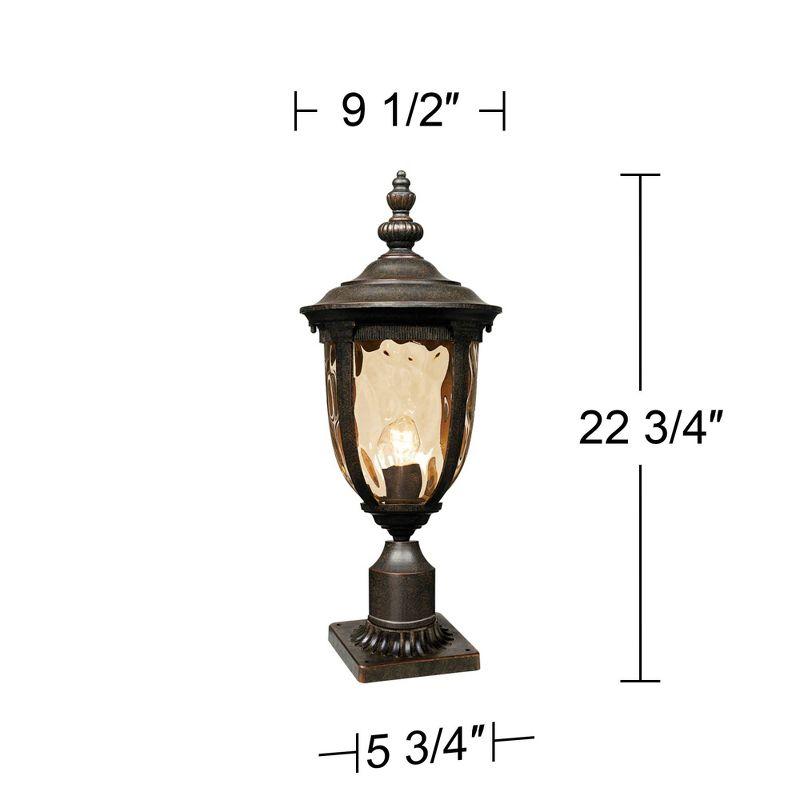 John Timberland Bellagio Vintage Outdoor Post Light Veranda Bronze with Pier Mount 25'' Champagne Hammered Glass for Exterior Barn Deck House Porch