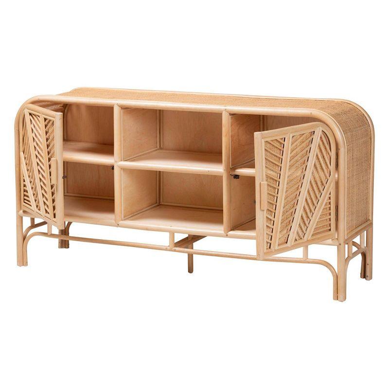 bali & pari Carabella Natural Rattan 2 Door Storage Cabinet Natural: Fixed Shelves, No Assembly Required