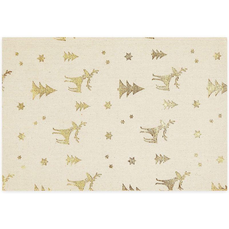 Juvale Christmas Placemats with Table Runner (Gold Foil, 6 Pieces)