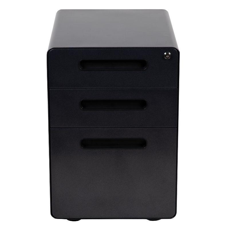 Flash Furniture Ergonomic 3-Drawer Mobile Locking Filing Cabinet with Anti-Tilt Mechanism and Hanging Drawer for Legal & Letter Files