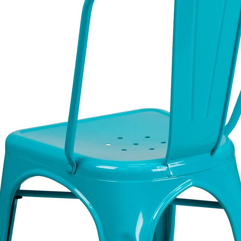 Teal-Blue Metal Indoor-Outdoor Stackable Dining Chair